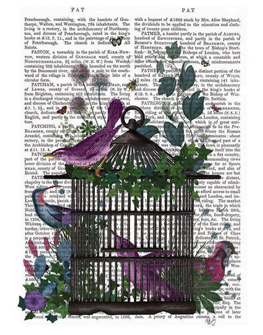 Flower Birdcage 2 Black Ornate Wood Framed Art Print with Double Matting by Fab Funky