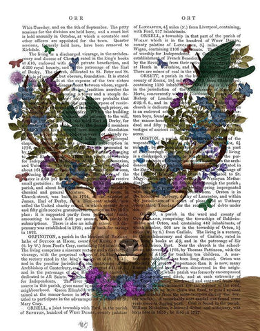 Deer Birdkeeper, Green Love Birds Black Ornate Wood Framed Art Print with Double Matting by Fab Funky