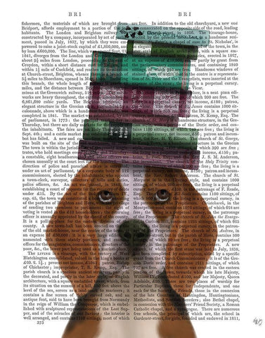 Beagle and Books White Modern Wood Framed Art Print with Double Matting by Fab Funky