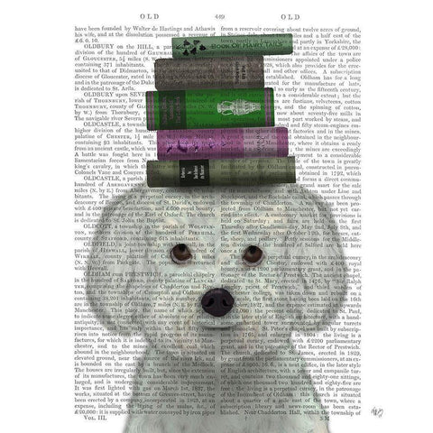 Bichon Frise and Books Gold Ornate Wood Framed Art Print with Double Matting by Fab Funky