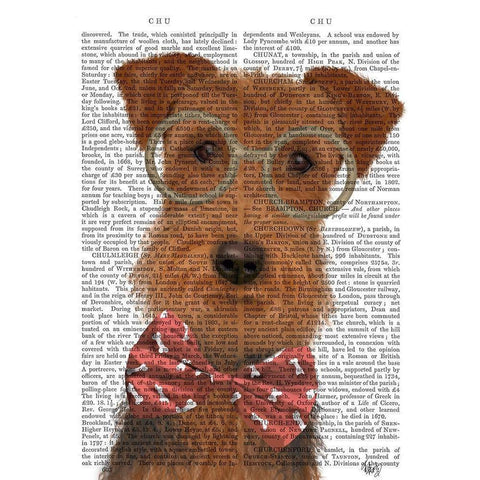 Airedale with Glasses and Bow Tie White Modern Wood Framed Art Print by Fab Funky