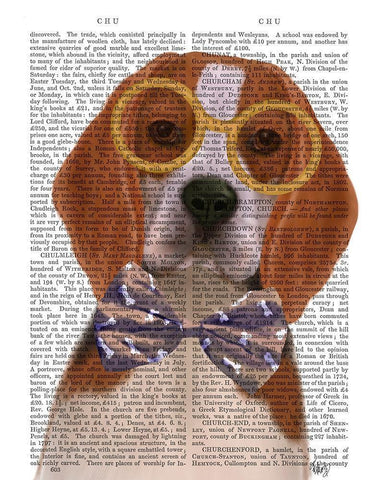 Beagle with Glasses and Bow Tie Black Ornate Wood Framed Art Print with Double Matting by Fab Funky