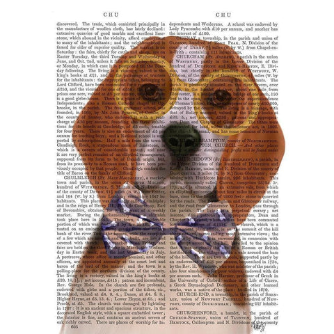 Beagle with Glasses and Bow Tie White Modern Wood Framed Art Print by Fab Funky