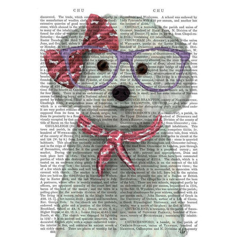 Bichon Frise with Glasses and Scarf Gold Ornate Wood Framed Art Print with Double Matting by Fab Funky