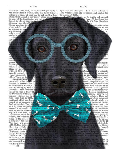Black Labrador with Glasses and Bow Tie White Modern Wood Framed Art Print with Double Matting by Fab Funky