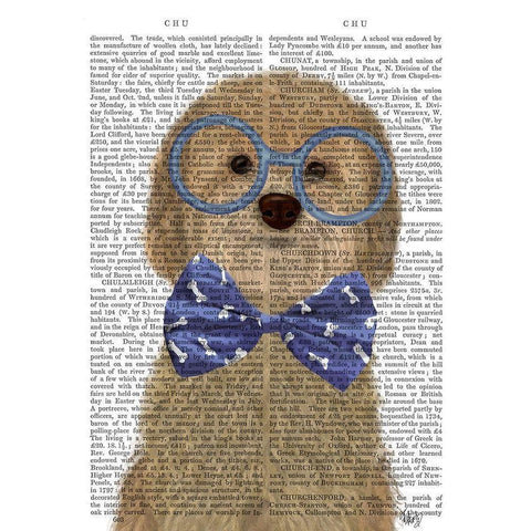 Cockerpoo, Blonde, with Glasses and Bow Tie Gold Ornate Wood Framed Art Print with Double Matting by Fab Funky