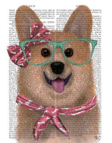 Corgi with Glasses and Scarf White Modern Wood Framed Art Print with Double Matting by Fab Funky
