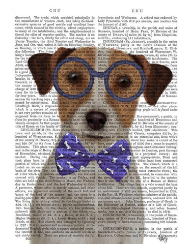 Jack Russell with Glasses and Bow Tie White Modern Wood Framed Art Print with Double Matting by Fab Funky