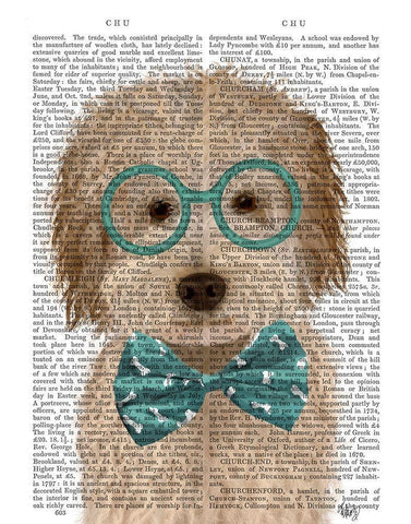 Labradoodle, Cream, with Glasses and Bow Tie White Modern Wood Framed Art Print with Double Matting by Fab Funky