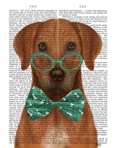 Rhodesian Ridgeback with Glasses and Bow Tie White Modern Wood Framed Art Print with Double Matting by Fab Funky
