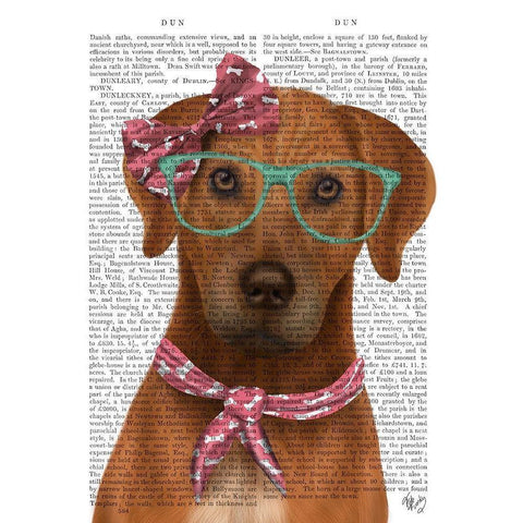 Rhodesian Ridgeback with Glasses and Scarf White Modern Wood Framed Art Print by Fab Funky
