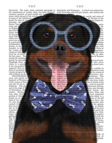 Rottweiler with Glasses and Bow Tie Black Ornate Wood Framed Art Print with Double Matting by Fab Funky