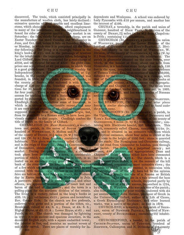 Shetland Sheepdog with Glasses and Bow Tie White Modern Wood Framed Art Print with Double Matting by Fab Funky