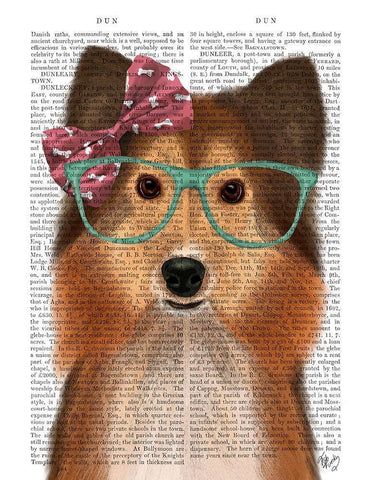 Shetland Sheepdog with Pink Bow White Modern Wood Framed Art Print with Double Matting by Fab Funky