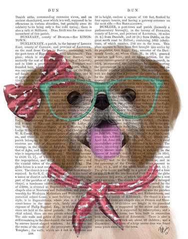 Shih Tsu with Glasses and Scarf White Modern Wood Framed Art Print with Double Matting by Fab Funky