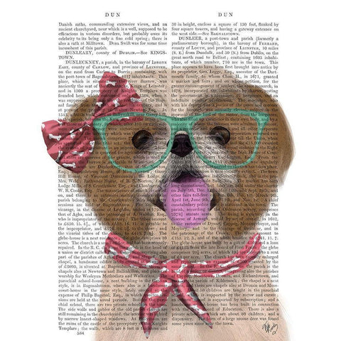 Shih Tsu with Glasses and Scarf Black Modern Wood Framed Art Print by Fab Funky