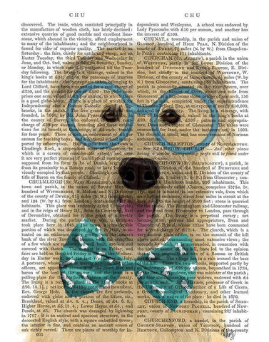 Wheaten Terrier with Glasses and Bow Tie White Modern Wood Framed Art Print with Double Matting by Fab Funky