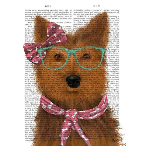 Yorkshire Terrier with Glasses and Scarf Gold Ornate Wood Framed Art Print with Double Matting by Fab Funky