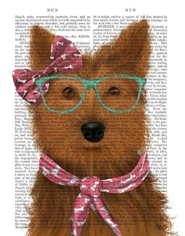 Yorkshire Terrier with Glasses and Scarf Black Ornate Wood Framed Art Print with Double Matting by Fab Funky