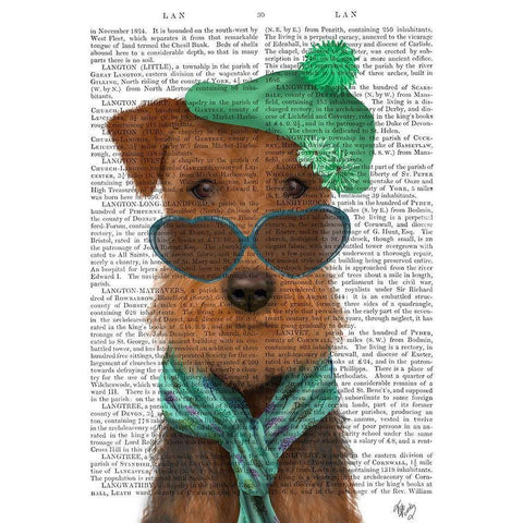 Airedale and Heart Glasses White Modern Wood Framed Art Print by Fab Funky