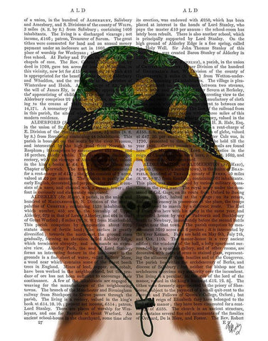 Beagle and Bucket Hat White Modern Wood Framed Art Print with Double Matting by Fab Funky