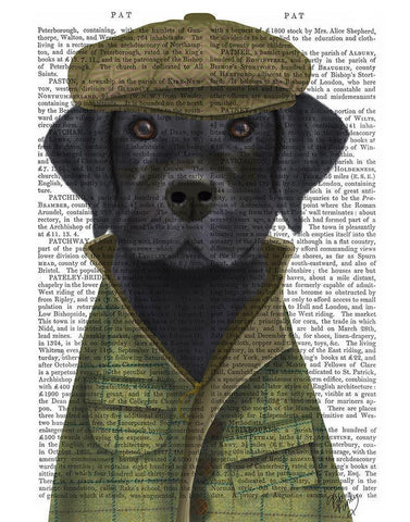 Black Labrador Country Dog White Modern Wood Framed Art Print with Double Matting by Fab Funky