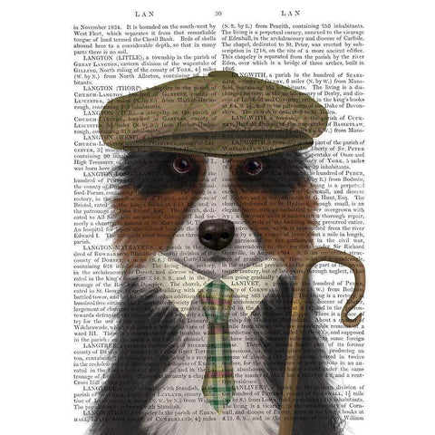Border Collie Shepherd Gold Ornate Wood Framed Art Print with Double Matting by Fab Funky