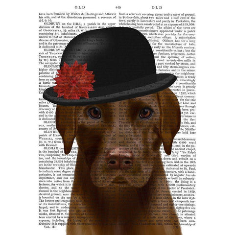 Chocolate Labrador and Bowler Black Modern Wood Framed Art Print by Fab Funky