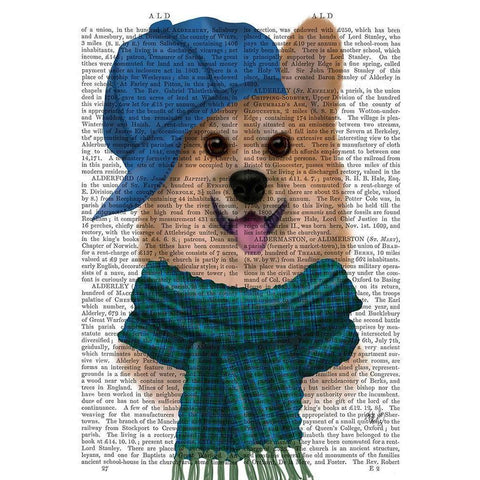 Corgi Baseball Hat and Scarf Black Modern Wood Framed Art Print with Double Matting by Fab Funky