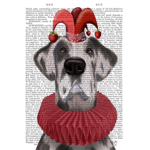 Great Dane Strawberry Fool Black Modern Wood Framed Art Print by Fab Funky