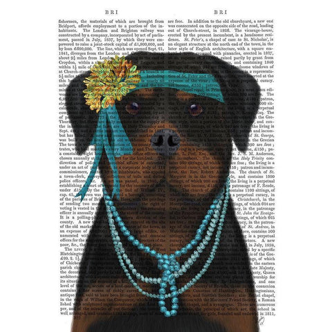 Rottweiler Flapper Black Modern Wood Framed Art Print with Double Matting by Fab Funky