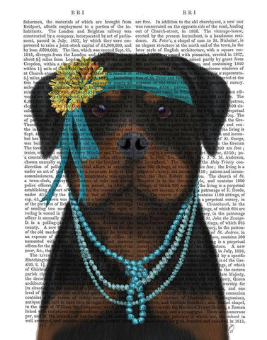 Rottweiler Flapper Black Ornate Wood Framed Art Print with Double Matting by Fab Funky