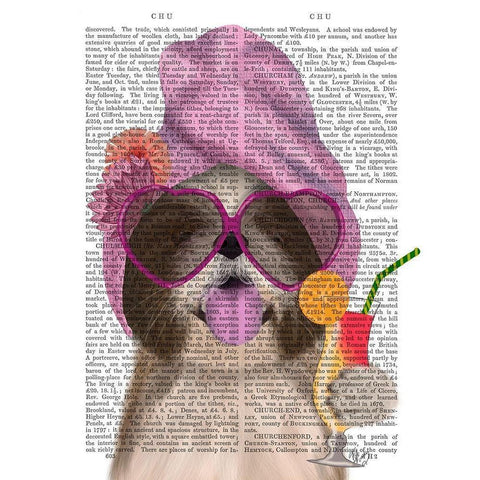 Shih Tzu with Cocktail Gold Ornate Wood Framed Art Print with Double Matting by Fab Funky