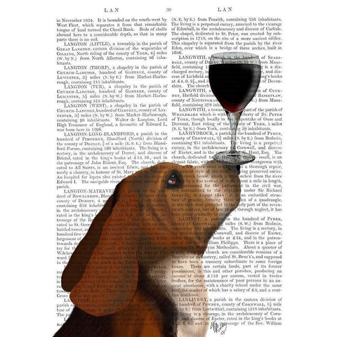 Dog Au Vin, Basset Hound Black Modern Wood Framed Art Print with Double Matting by Fab Funky