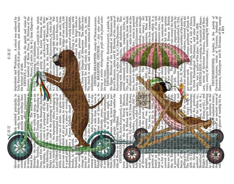 Boxer Scooter White Modern Wood Framed Art Print with Double Matting by Fab Funky