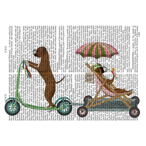 Boxer Scooter Gold Ornate Wood Framed Art Print with Double Matting by Fab Funky