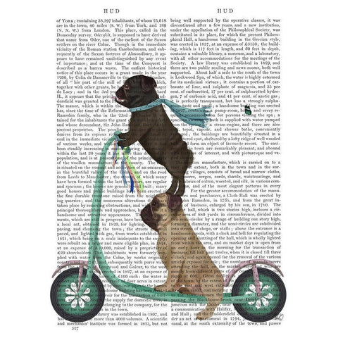 Pug Scooter Black Modern Wood Framed Art Print with Double Matting by Fab Funky