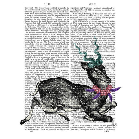 Deer with Blue Horns Gold Ornate Wood Framed Art Print with Double Matting by Fab Funky