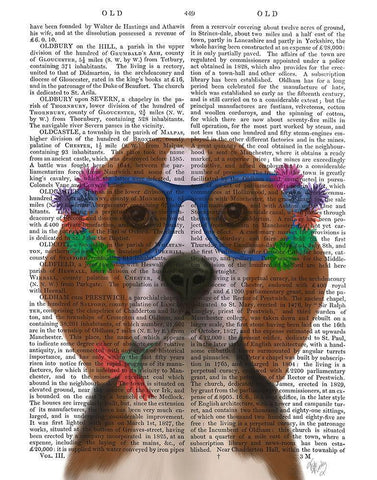 Beagle and Flower Glasses  White Modern Wood Framed Art Print with Double Matting by Fab Funky