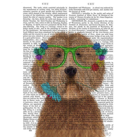 Labradoodle Golden and Flower Glasses White Modern Wood Framed Art Print by Fab Funky