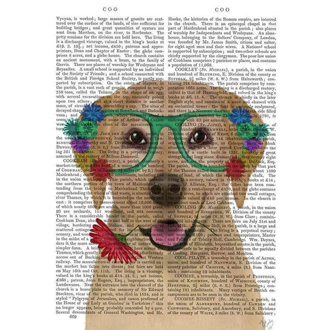 Yellow Labrador and Flower Glasses Gold Ornate Wood Framed Art Print with Double Matting by Fab Funky