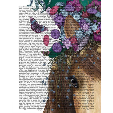 Horse Mad Hatter, Close Up Black Modern Wood Framed Art Print by Fab Funky