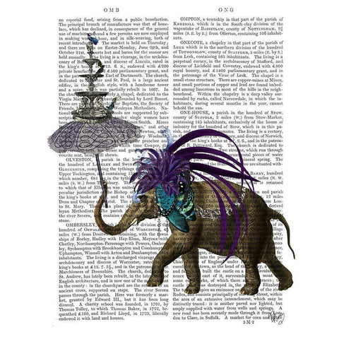 Elephant and Umbrella Gold Ornate Wood Framed Art Print with Double Matting by Fab Funky