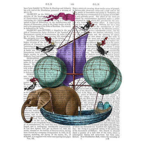 Elephant in Airship White Modern Wood Framed Art Print by Fab Funky