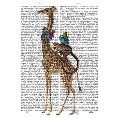 Giraffe and Monkey Gold Ornate Wood Framed Art Print with Double Matting by Fab Funky