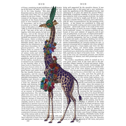 Giraffe Bunny Mask, Full Black Modern Wood Framed Art Print by Fab Funky