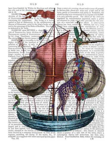 Giraffe in Airship White Modern Wood Framed Art Print with Double Matting by Fab Funky