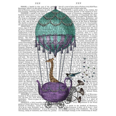 Giraffe in Teapot Gold Ornate Wood Framed Art Print with Double Matting by Fab Funky
