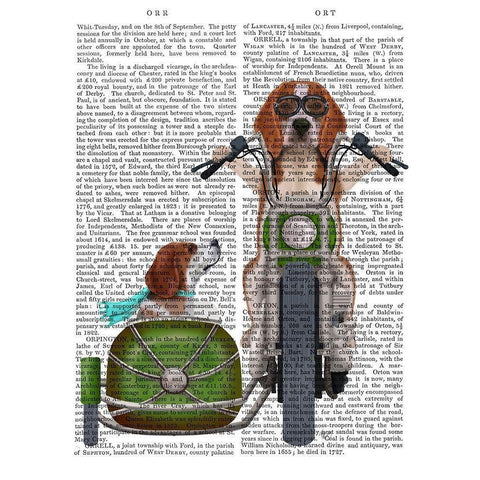 Beagle Chopper and Sidecar White Modern Wood Framed Art Print by Fab Funky