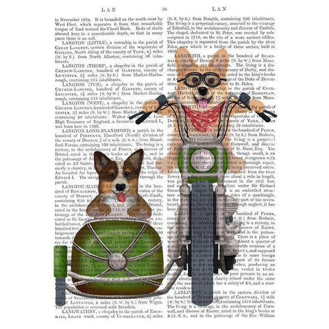 Corgi Chopper and Sidecar Black Modern Wood Framed Art Print by Fab Funky